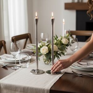 Robert Stanley Home Collection Taper Candle Holder Silver Toned NWT